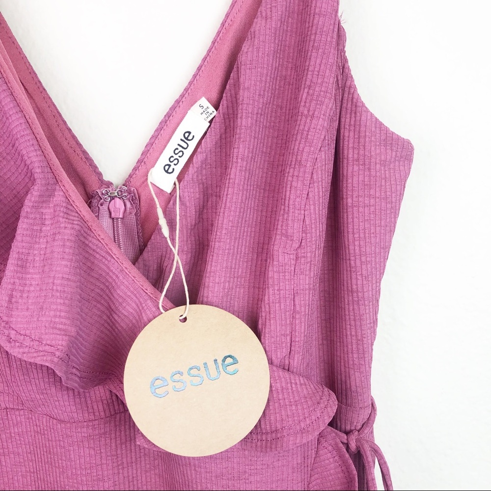 Pink Ruffled V Neck Wrap Mini Sexy Dress - Picture 5 of 8